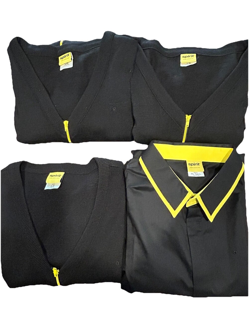 Lot Of 4 Authentic Spirit Airlines Sweaters And Dress Shirt Collectibles